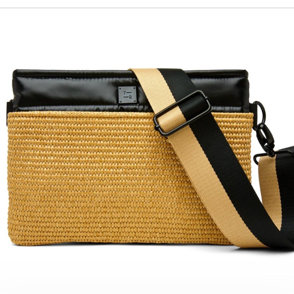 Think Royln Yacht Bum Bag 2.0 Dune Raffia & Pearl Black Medium XBody Belt Bag
